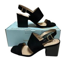 LifeStride Teddi Shoes Womens Size 9 Wide Block Heel Sandals Comfort Micro Suede